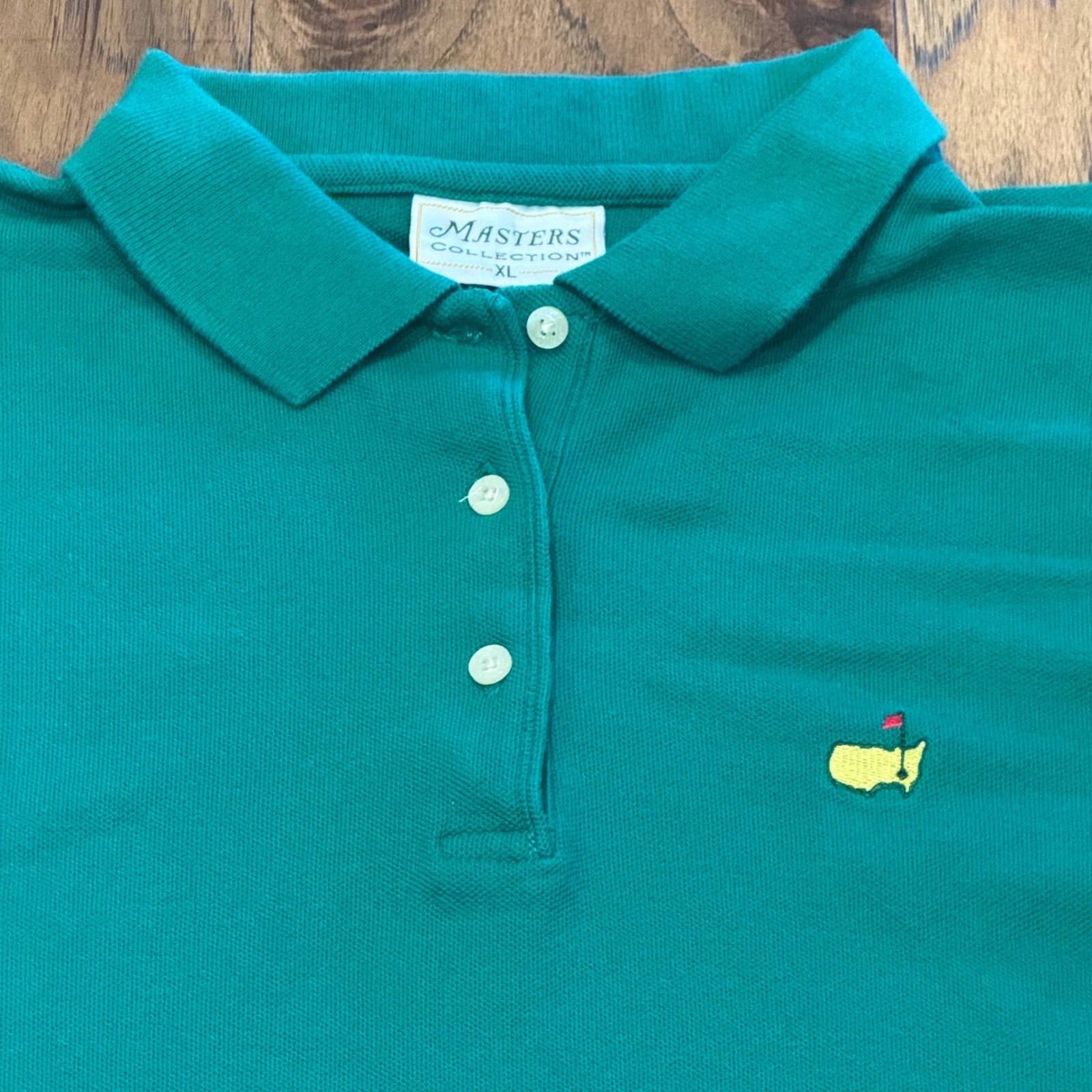 Masters Collection Mens Xl Green Cotton Pique Golf Polo Shirt Tournament Logo